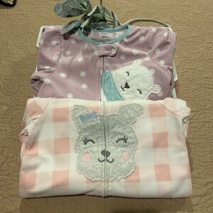 Lot of 2 Carter's Fleece Footie Pajamas